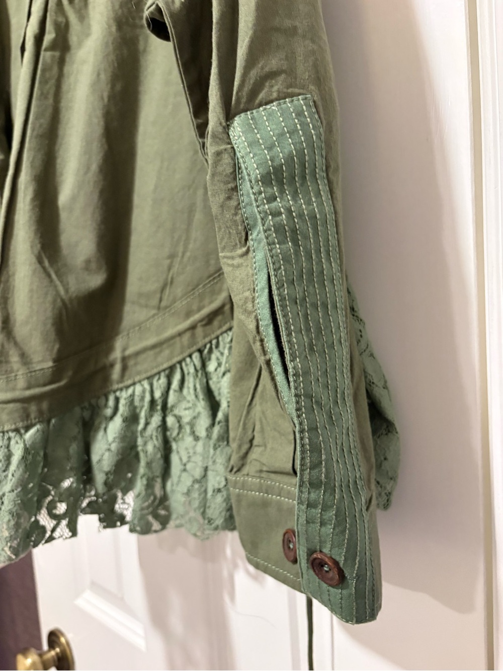 Free People Olive Sage Lace-Trim Utility Jacket - Picture 7 of 11